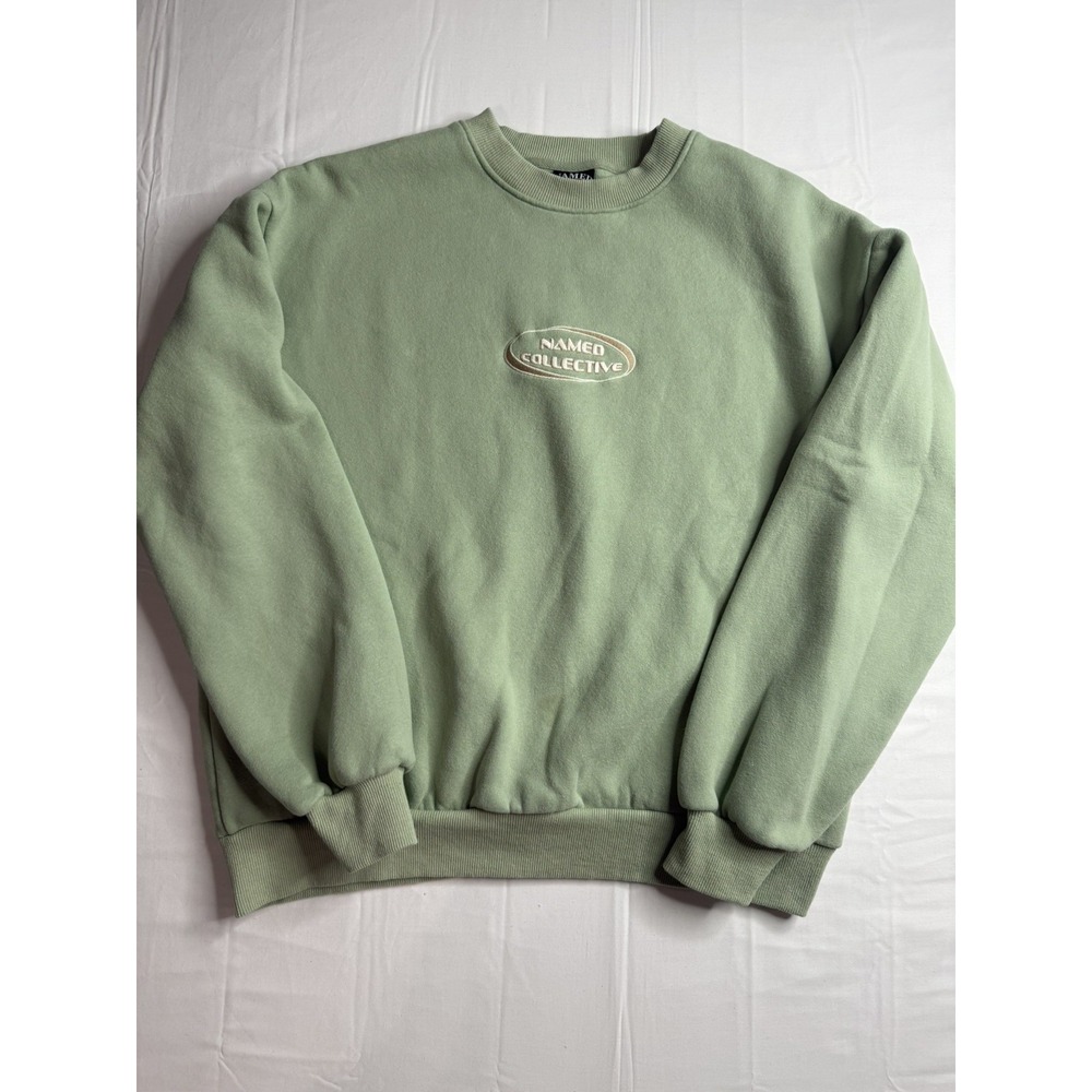 Named Collective Sweatshirt Large Mint Green Center Logo Spellout Boxy Cotton